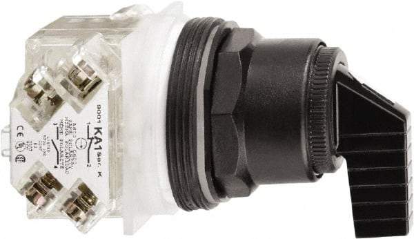 Schneider Electric - 30mm Mount Hole, 3 Position, Handle Operated, Selector Switch Only - Maintained (MA), Nonilluminated, without Contact Blocks, Shock and Vibration Resistant - Exact Tool & Supply