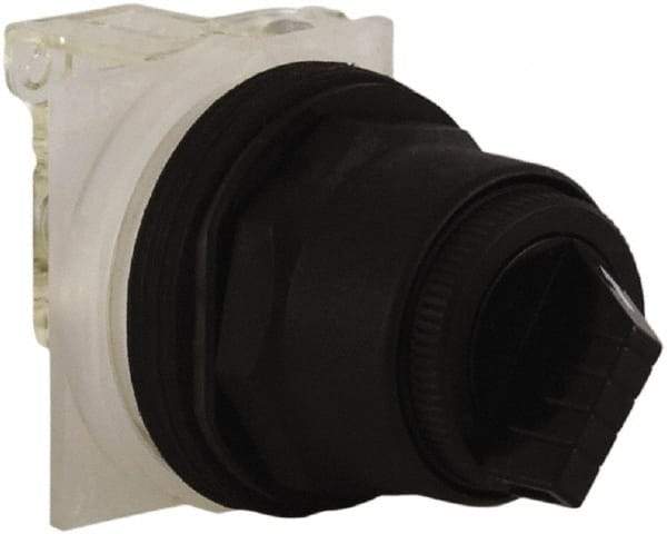 Schneider Electric - 30mm Mount Hole, 2 Position, Knob and Pushbutton Operated, Selector Switch - Black, Maintained (MA), Anticorrosive, Weatherproof, Dust and Oil Resistant - Exact Tool & Supply