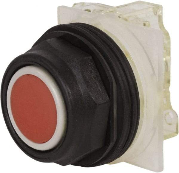 Schneider Electric - 30mm Mount Hole, Flush, Pushbutton Switch with Contact Block - Octagon, Red Pushbutton, Momentary (MO) - Exact Tool & Supply