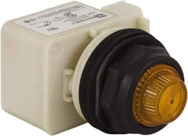 Schneider Electric - 120 V Amber Lens LED Indicating Light - Round Lens, Screw Clamp Connector, Corrosion Resistant, Dust Resistant, Oil Resistant - Exact Tool & Supply