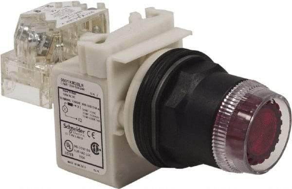Schneider Electric - 30mm Mount Hole, Extended Straight, Pushbutton Switch with Contact Block - Red Pushbutton, Momentary (MO) - Exact Tool & Supply