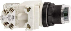 Schneider Electric - 30mm Mount Hole, Extended Straight, Pushbutton Switch with Contact Block - Green Pushbutton, Momentary (MO) - Exact Tool & Supply