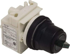 Schneider Electric - 1.18 Inch Mount Hole, 2 Position, Knob and Pushbutton Operated, Selector Switch Only - Green, Maintained (MA), without Contact Blocks, Anticorrosive, Weatherproof, Dust and Oil Resistant - Exact Tool & Supply