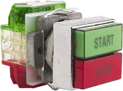 Schneider Electric - 30mm Mount Hole, Pushbutton Switch Only - Rectangle, Green and Red Pushbutton, Nonilluminated, Momentary (MO), On-Off - Exact Tool & Supply