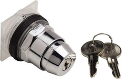 Schneider Electric - 30mm Mount Hole, 3 Position, Knob and Pushbutton Operated, Selector Switch Only - Black, Momentary (MO), without Contact Blocks, Weatherproof and Dust and Oil Resistant - Exact Tool & Supply