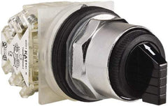 Schneider Electric - 1.18 Inch Mount Hole, 3 Position, Knob and Pushbutton Operated, Selector Switch - Black, Maintained (MA), 2NO/2NC, Weatherproof and Dust and Oil Resistant - Exact Tool & Supply