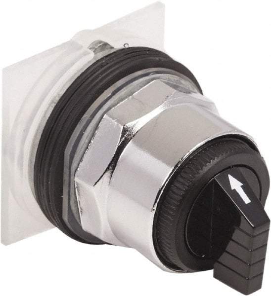 Schneider Electric - 1.18 Inch Mount Hole, 3 Position, Knob and Pushbutton Operated, Selector Switch Only - Black, Maintained (MA), without Contact Blocks, Weatherproof and Dust and Oil Resistant - Exact Tool & Supply