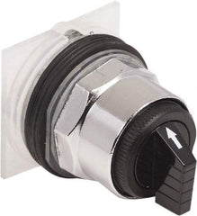Schneider Electric - 1.18 Inch Mount Hole, 3 Position, Knob and Pushbutton Operated, Selector Switch Only - Black, Maintained (MA), without Contact Blocks, Weatherproof and Dust and Oil Resistant - Exact Tool & Supply