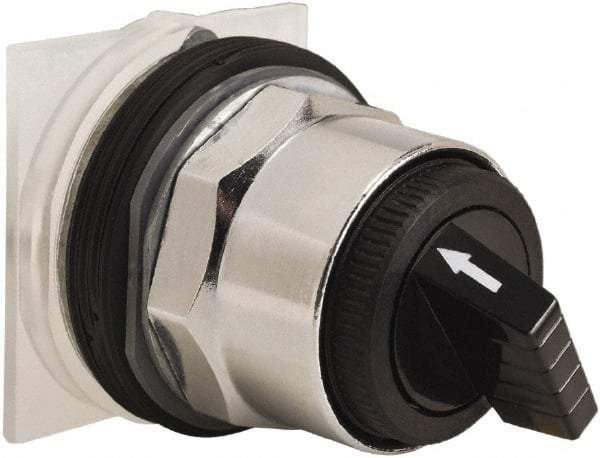 Schneider Electric - 30mm Mount Hole, 2 Position, Knob and Pushbutton Operated, Selector Switch Only - Black, Maintained (MA), without Contact Blocks, Weatherproof and Dust and Oil Resistant - Exact Tool & Supply