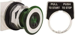 Schneider Electric - 30mm Mount Hole, Extended Straight, Pushbutton Switch Only - Green Pushbutton, Maintained (MA) - Exact Tool & Supply