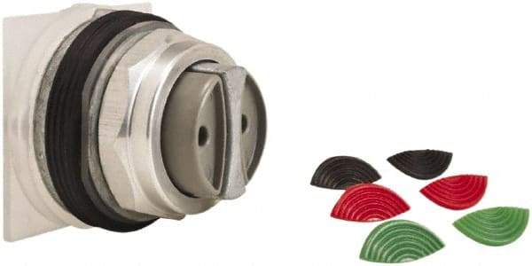 Schneider Electric - 1.18 Inch Mount Hole, Extended Straight, Pushbutton Switch Only - Round, Black, Green and Red Pushbutton, Momentary (MO), Weatherproof, Dust and Oil Resistant - Exact Tool & Supply
