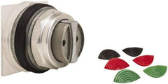 Schneider Electric - 1.18 Inch Mount Hole, Extended Straight, Pushbutton Switch Only - Round, Black, Green and Red Pushbutton, Momentary (MO), Weatherproof, Dust and Oil Resistant - Exact Tool & Supply