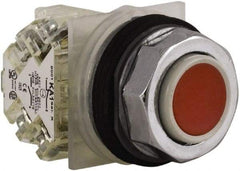 Schneider Electric - 30mm Mount Hole, Extended Straight, Pushbutton Switch with Contact Block - Red Pushbutton, Momentary (MO) - Exact Tool & Supply