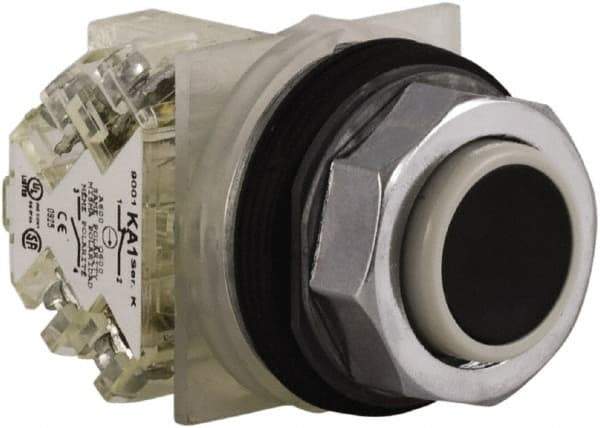 Schneider Electric - 30mm Mount Hole, Extended Straight, Pushbutton Switch with Contact Block - Black Pushbutton, Momentary (MO) - Exact Tool & Supply