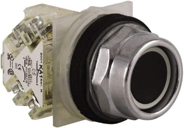 Schneider Electric - 30mm Mount Hole, Extended Straight, Pushbutton Switch with Contact Block - Black Pushbutton, Momentary (MO) - Exact Tool & Supply