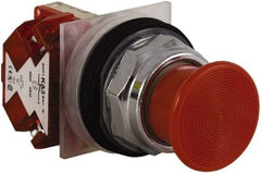 Schneider Electric - 30mm Mount Hole, Extended Straight, Pushbutton Switch with Contact Block - Red Pushbutton, Momentary (MO) - Exact Tool & Supply