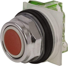 Schneider Electric - 30mm Mount Hole, Extended Straight, Pushbutton Switch with Contact Block - Red Pushbutton, Momentary (MO) - Exact Tool & Supply