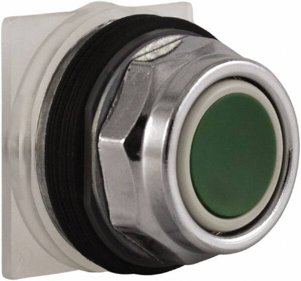 Schneider Electric - 30mm Mount Hole, Extended Straight, Pushbutton Switch Only - Green Pushbutton, Momentary (MO) - Exact Tool & Supply