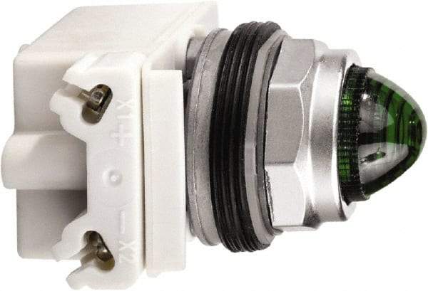 Schneider Electric - 120 V Green Lens LED Pilot Light - Round Lens, Screw Clamp Connector - Exact Tool & Supply