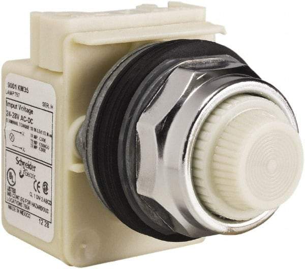 Schneider Electric - 28 V White Lens Indicating Light - Screw Clamp Connector - Exact Tool & Supply
