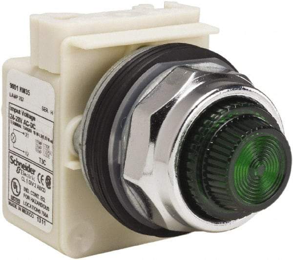 Schneider Electric - 28 V Green Lens Indicating Light - Screw Clamp Connector - Exact Tool & Supply