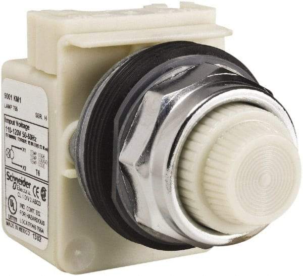 Schneider Electric - 120 VAC White Lens Indicating Light - Screw Clamp Connector - Exact Tool & Supply