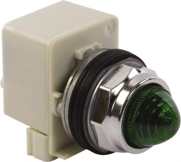 Schneider Electric - 120 V Green Lens Incandescent Pilot Light - Round Lens, Screw Clamp Connector - Exact Tool & Supply