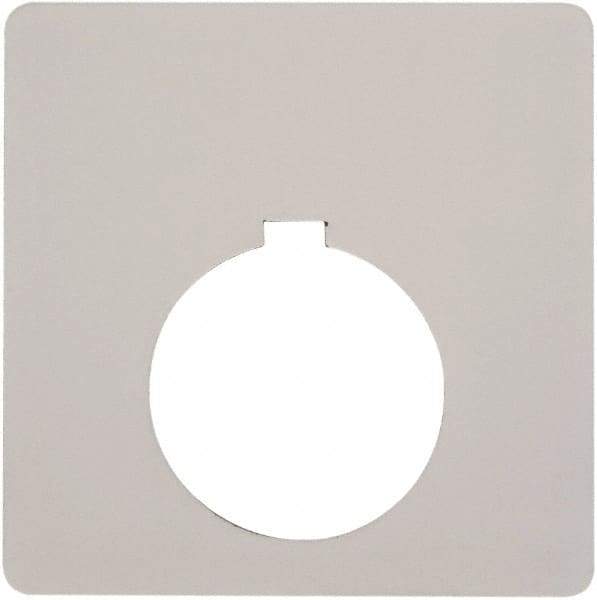 Schneider Electric - Square, Plastic Legend Plate - Blank - White Background, Black Letters, 1.2 Inch Hole Diameter, 2-1/2 Inch Square - Exact Tool & Supply
