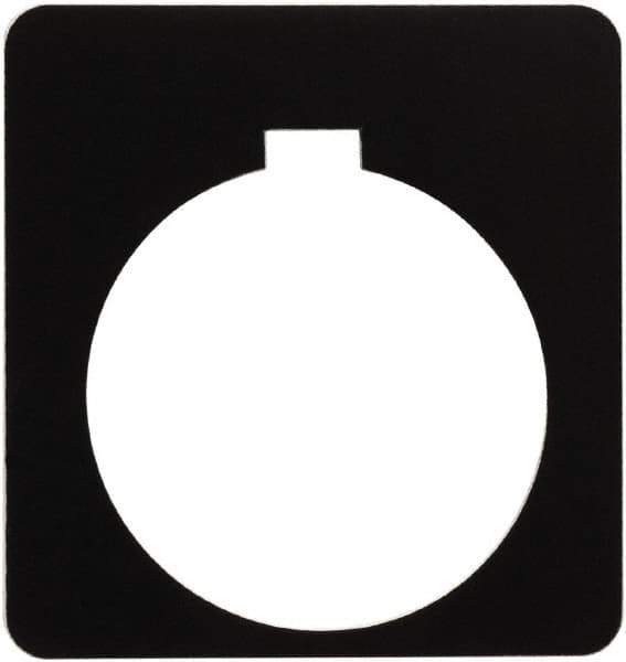Schneider Electric - Square, Plastic Legend Plate - Blank - Black Background, White Letters, 1.2 Inch Hole Diameter, 1-3/4 Inch Square - Exact Tool & Supply