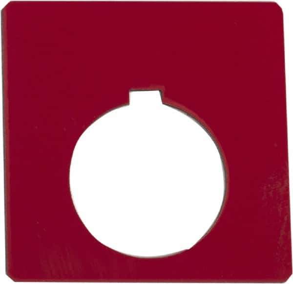 Schneider Electric - Square, Plastic Legend Plate - Blank - Red Background, Black Letters, 1.2 Inch Hole Diameter, 2-1/4 Inch Square - Exact Tool & Supply