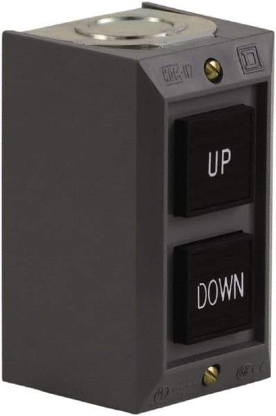 Schneider Electric - 2 Operator, Projecting Pushbutton Control Station - Down, Up (Legend), Momentary Switch, 2NO Contact, NEMA 1 - Exact Tool & Supply