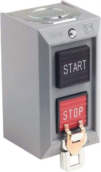 Schneider Electric - 2 Operator, Projecting Pushbutton Control Station - Start, Stop (Legend), Momentary Switch, NO/NC Contact, NEMA 1 - Exact Tool & Supply