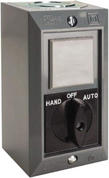 Schneider Electric - 1 Operator, Projecting Pushbutton Control Station - Auto, Hand, Off (Legend), Maintained Switch, 2NO Contact, NEMA 1 - Exact Tool & Supply