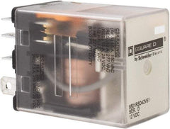 Square D - Electromechanical Plug-in General Purpose Relay - 10 Amp at 240 VAC, DPDT, 12 VDC - Exact Tool & Supply