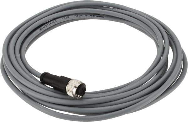 Telemecanique Sensors - 3 Amp, M12 4 Pin Female Straight Cordset Sensor and Receptacle - 250 VAC, 300 VDC, 5m Cable Length, IP67 Ingress Rating - Exact Tool & Supply