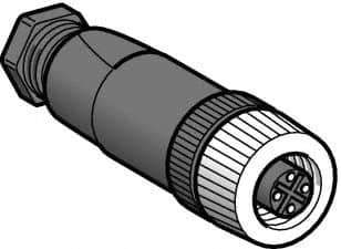 Telemecanique Sensors - 3 Amp, M12 4 Pin Female Straight Field Attachable Connector Sensor and Receptacle - 125 VAC, 150 VDC, IP67 Ingress Rating - Exact Tool & Supply