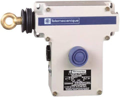 Telemecanique Sensors - 10 Amp, 2NO/2NC Configuration, Left Hand Operation, Rope Operated Limit Switch - Pushbutton Reset, Rope Pull, Pilot Light Indicator, 300 VAC - Exact Tool & Supply