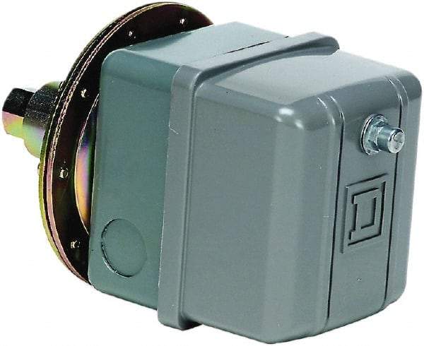 Square D - 1 NEMA Rated, DPST, 3 inHg to 8 inHg, Vacuum Switch Pressure and Level Switch - Adjustable Pressure, 480 VAC, Screw Terminal - Exact Tool & Supply