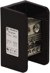 Square D - 1 Pole, 620 (Aluminium), 760 (Copper) Amp, Phenolic Power Distribution Block - 600 VAC, 2 Primary Connection - Exact Tool & Supply