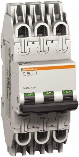 Schneider Electric - 10 Amp, 277 VAC, 3 Pole, Miniature Circuit Breaker - Thermal Magnetic Trip, 10 kA at 277 VAC Breaking Capacity, 74mm Deep x 141mm High x 54mm Wide - Exact Tool & Supply