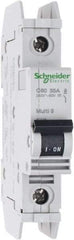 Schneider Electric - 35 Amp, 125 VDC, 240 VAC, 60 VDC, 1 Pole, DIN Rail Mount, Fixed Mount Miniature Circuit Breaker - Thermal Magnetic Trip, Multiple Breaking Capacity Ratings, 73mm Deep x 107mm High x 18mm Wide - Exact Tool & Supply