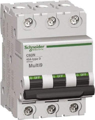 Schneider Electric - 1 Amp, 3 Pole, DIN Rail Mount Standard Circuit Breaker - Multiple Breaking Capacity Ratings, 14-4 (Copper) AWG, 3 Inch Deep x 3.19 Inch High x 2.13 Inch Wide - Exact Tool & Supply