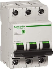 Schneider Electric - 63 Amp, 440 VAC, 3 Pole, DIN Rail Mounted Miniature Circuit Breaker - Magnetic Trip, Multiple Breaking Capacity Ratings, 18-2 AWG, 76mm Deep x 81mm High x 54mm Wide - Exact Tool & Supply