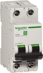 Schneider Electric - 25 Amp, 440 VAC, 2 Pole, DIN Rail Mounted Miniature Circuit Breaker - Magnetic Trip, Multiple Breaking Capacity Ratings, 18-4 AWG, 76mm Deep x 81mm High x 36mm Wide - Exact Tool & Supply