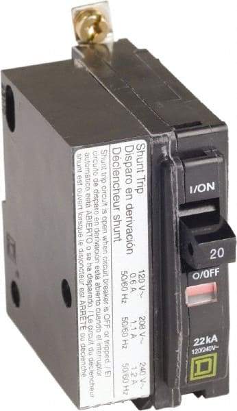 Square D - 20 Amp, 240 VAC, 1 Pole, Bolt On Miniature Circuit Breaker - 14-8 AWG - Exact Tool & Supply