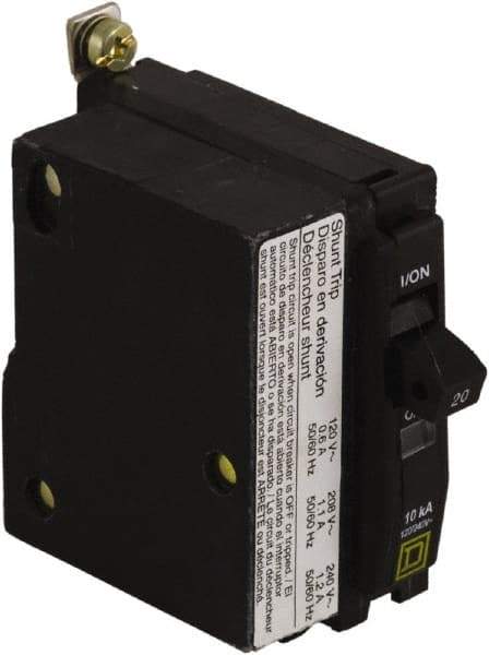 Square D - 20 Amp, 240 VAC, 1 Pole, Bolt On Miniature Circuit Breaker - 14-8 AWG - Exact Tool & Supply