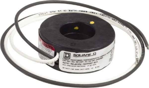 Square D - 60 Amp AC Input, 5 Amp AC Output, Panel Meter Current Transformer - Flying Lead Terminal, For Use with AC Ammeter - Exact Tool & Supply