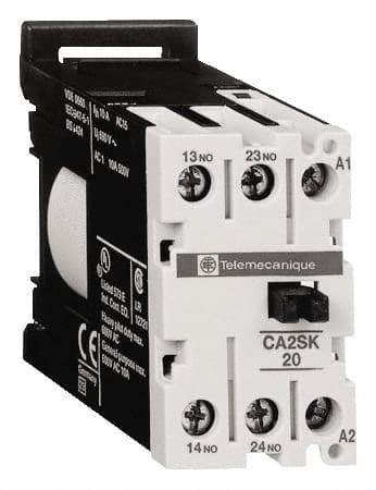 Schneider Electric - NC/NO, 240 VAC at 50/60 Hz Control Relay - DIN Rail Mount - Exact Tool & Supply