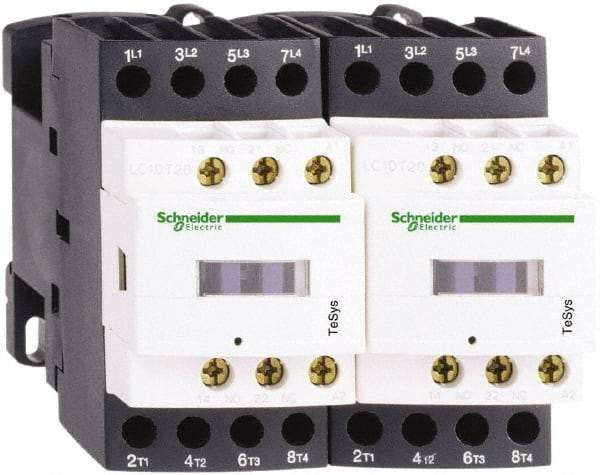 Schneider Electric - 4 Pole, 120 Coil VAC at 50/60 Hz, 25 Amp at 440 VAC, Reversible IEC Contactor - Bureau Veritas, CCC, CSA, CSA C22.2 No. 14, DNV, EN/IEC 60947-4-1, EN/IEC 60947-5-1, GL, GOST, LROS, RINA, RoHS Compliant, UL 508, UL Listed - Exact Tool & Supply