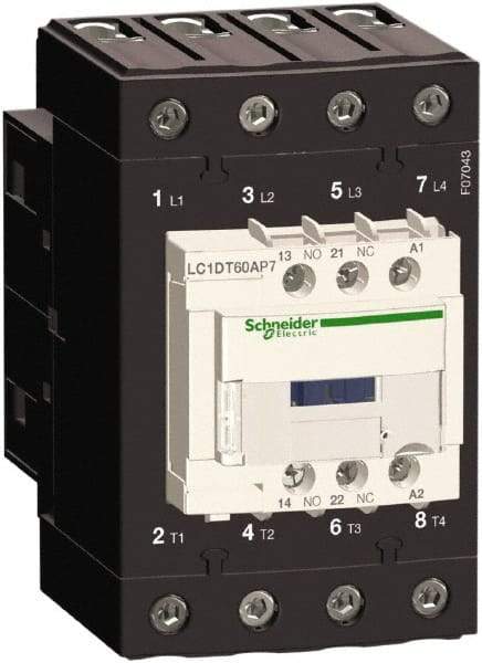 Schneider Electric - 4 Pole, 120 Coil VAC at 50/60 Hz, 60 Amp at 440 VAC, Nonreversible IEC Contactor - Bureau Veritas, CCC, CSA, CSA C22.2 No. 14, DNV, EN/IEC 60947-4-1, EN/IEC 60947-5-1, GL, GOST, LROS, RINA, UL 508, UL Listed - Exact Tool & Supply